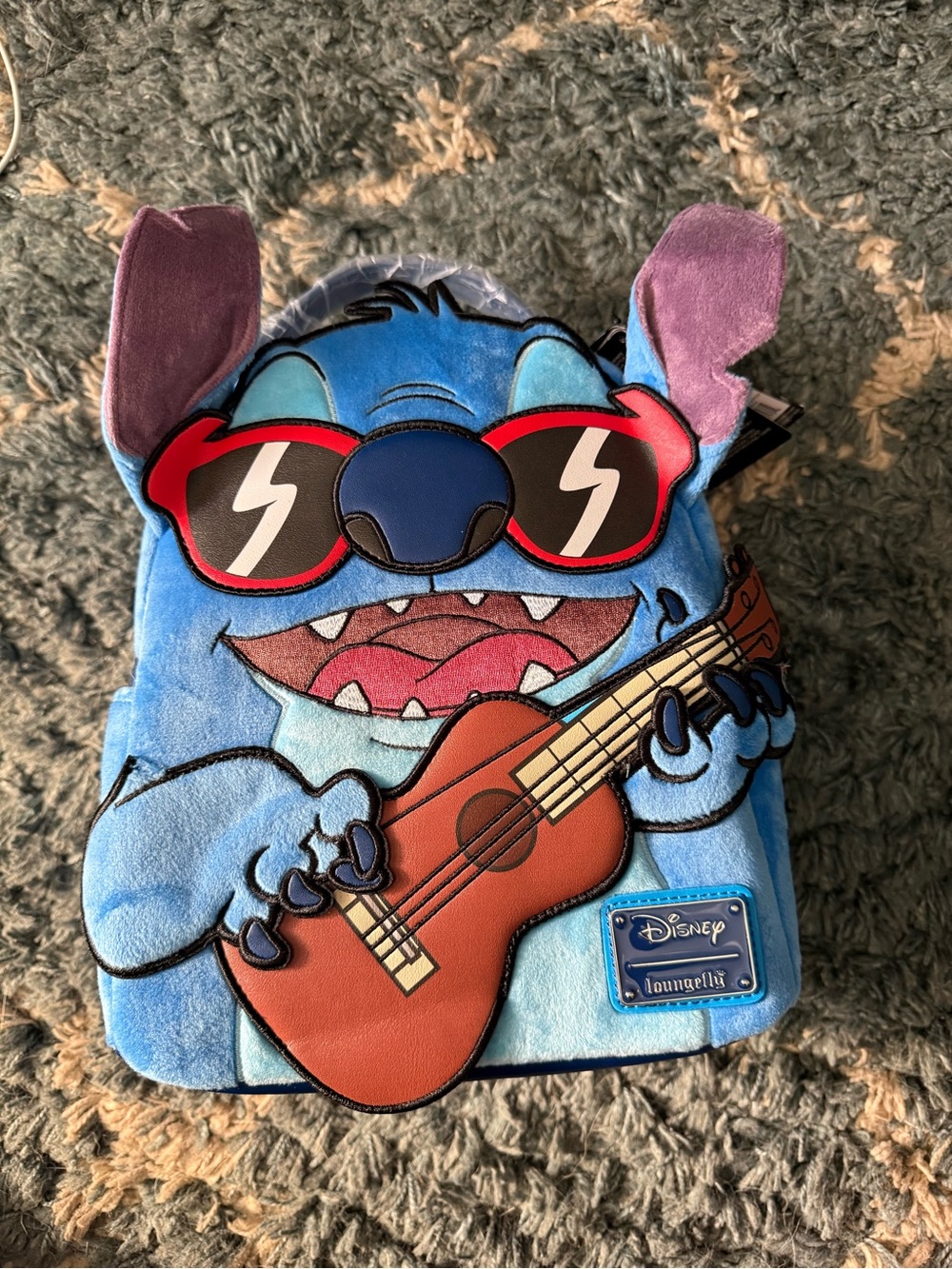 Hardtag Loungefly Blue Plush Disney Character Backpack with Navy Plaque